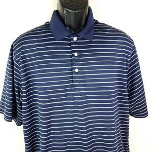 Palm Beach Golf Men's Shirt Polo XL Blue White Stripes Short Sleeves